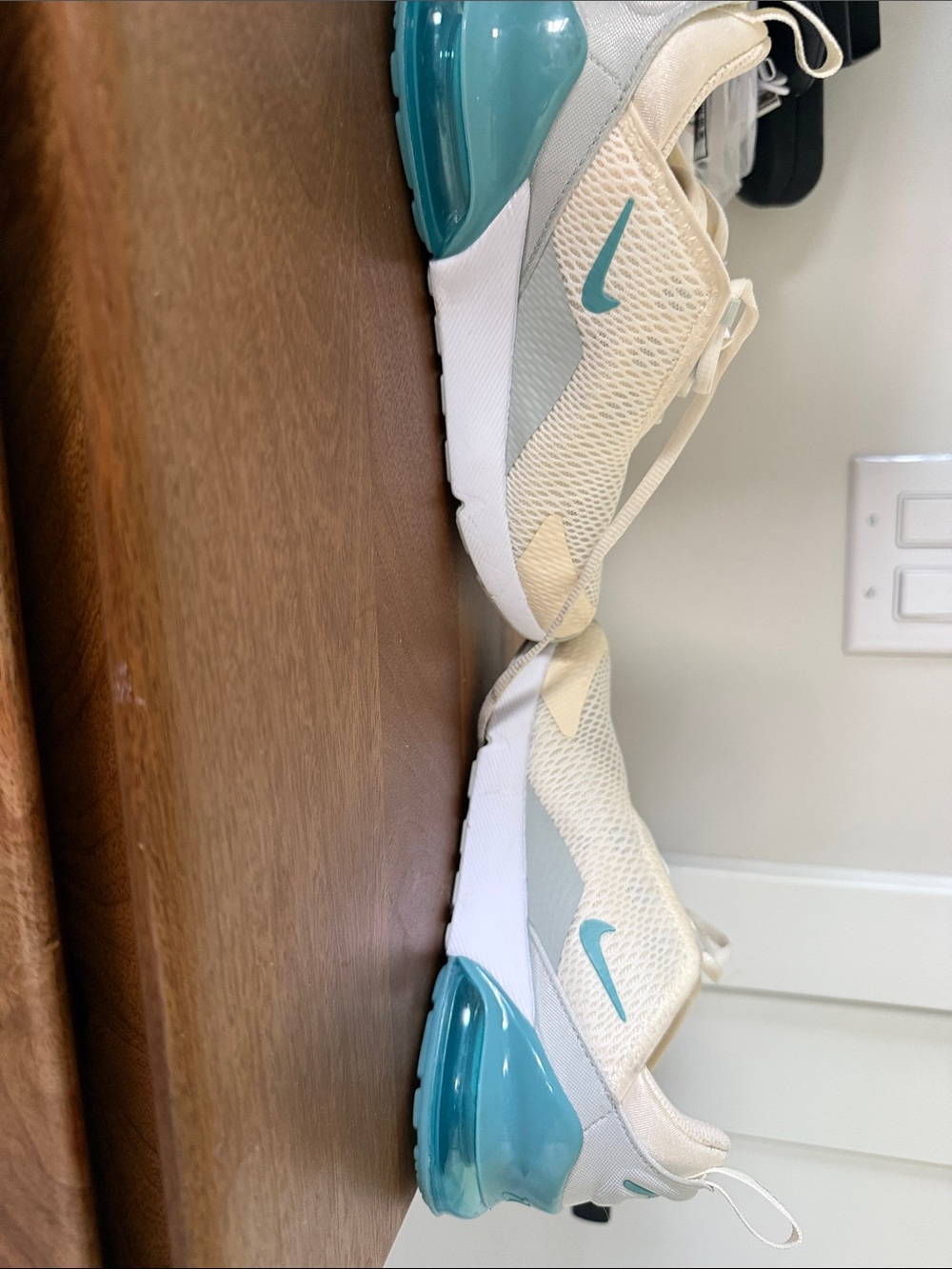 Nike Kids White and Teal Mesh Sneakers - Picture 4 of 8